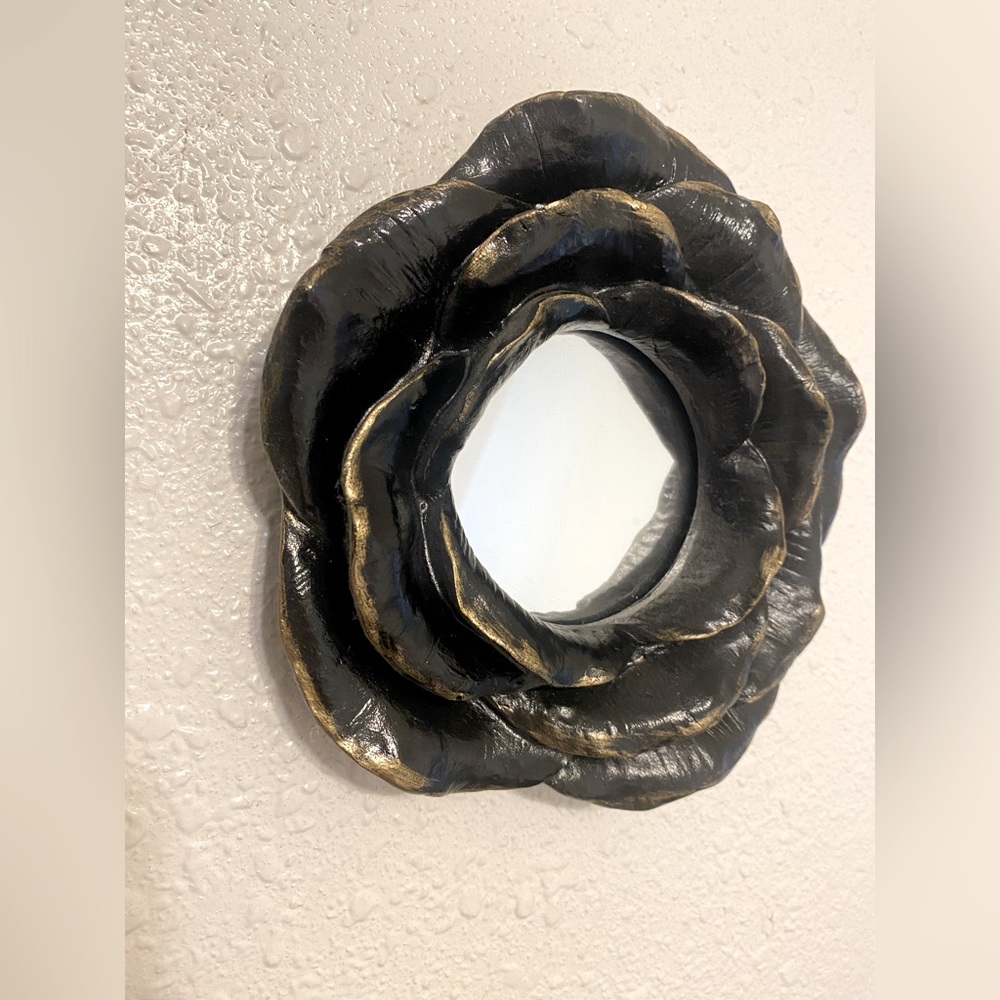 Three (3) Black and Gold Floral Wall Mirrors